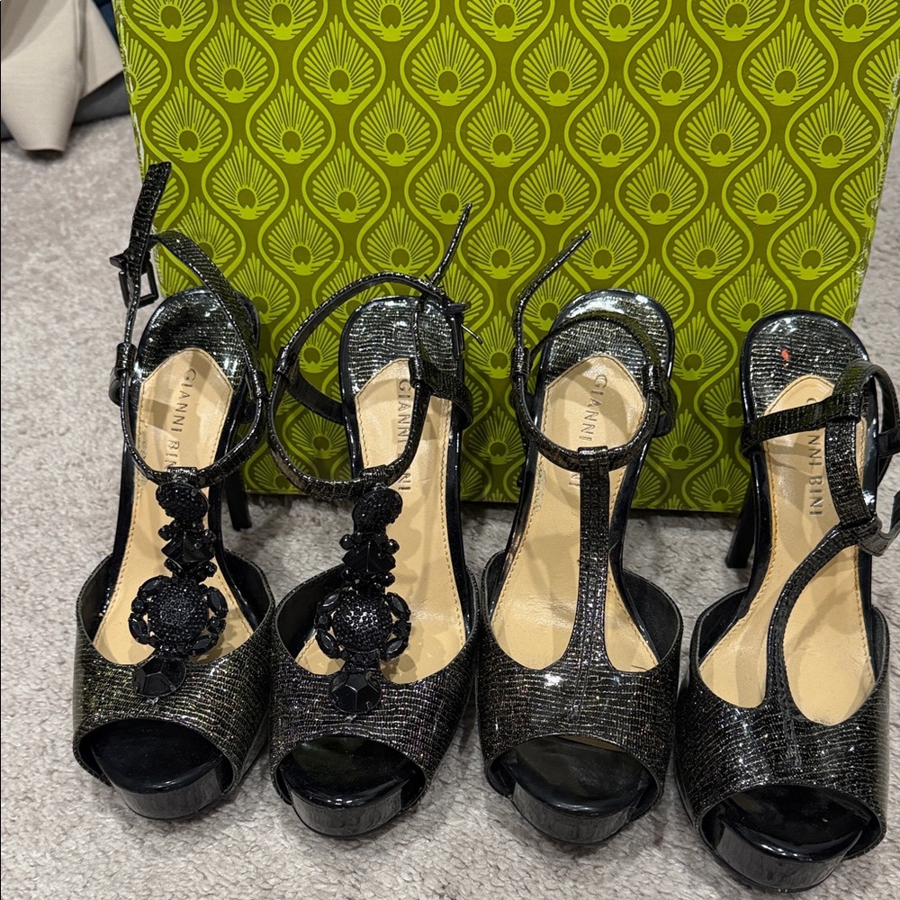 2 Gianni Bini Black Glitter Heels